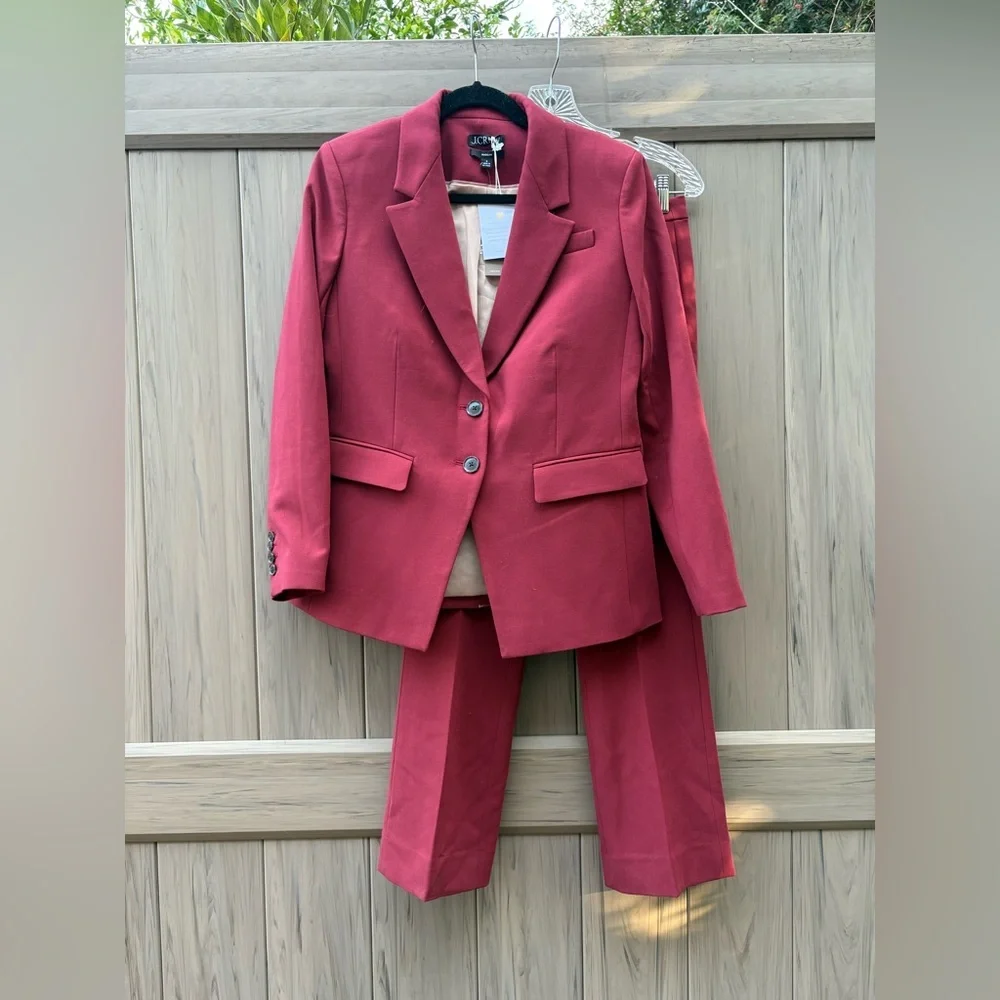 J. Crew Madelyn Blazer + Kaya Pants Crimson Bloom New with Tags!